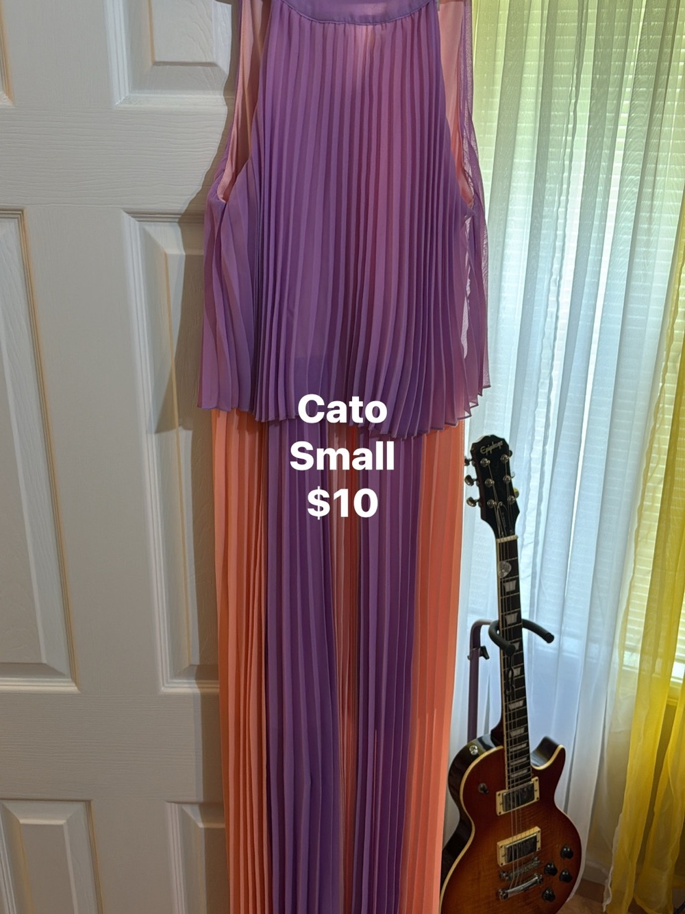 Cato Lavender and Coral Pleated Maxi Dress